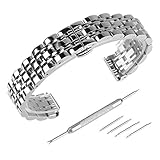Beauty7 Black/Silver Tone Polished Stainless Steel Solid Link Watch Band Strap Kit Butterfly Buckle Clasp