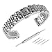 Beauty7 Black/Silver Tone Polished Stainless Steel Solid Link Watch Band Strap Kit Butterfly Buckle Clasp