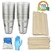 LET'S RESIN Resin Mixing Cups 10oz Epoxy Mixing Cups -50 Plastic Disposable Measruing Cups with 50 Stir Sticks, 50 Orange Wood Sticks, 10 Pairs Nitrile Gloves