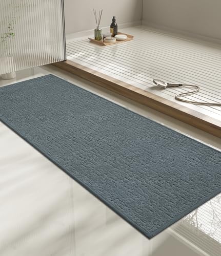 chakme Bathroom Rugs Mat 59x17, Ultra Thin Non Slip Bath Mat Quick Dry Absorbent Bath Mat for Bathroom Floor, (Light Blue, 59"x17")