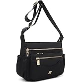 CAAORDKSO Messenger Bag for Women Nylon Waterproof Shoulder Purse Crossbody Bag Lightweight Travel Bag with Multiple Pockets