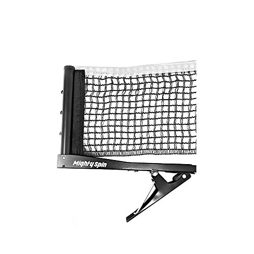MightySpin Premium Ping Pong Net - Fast and Easy Assemble | Your Accessory for All Game Levels | 72" Replacement Clip Post Set - Portable Table Tennis Net | For Indoor Outdoor (Net + Paddle Cleaner)