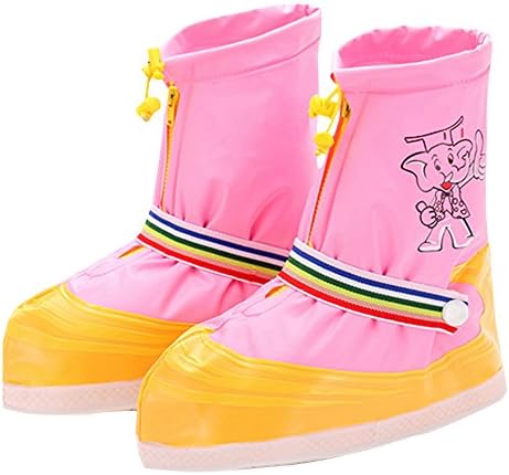 Dragon Land Fashion and Exquisite Rain Snow Shoe Covers Children Waterproof Boots Cover Non-slip Safe Overshoes Boots for Outdoors, Cycling, Fishing (S, Pink)