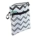 Baby Wet/Dry Unisex Reusable Diaper Bag Premium Travel Cotton Canvas Waterproof Chevron Best Shower Gift Bonus eBook