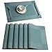 U'Artlines Placemat, Crossweave Woven Vinyl Placemat Washable Table Mats Blue