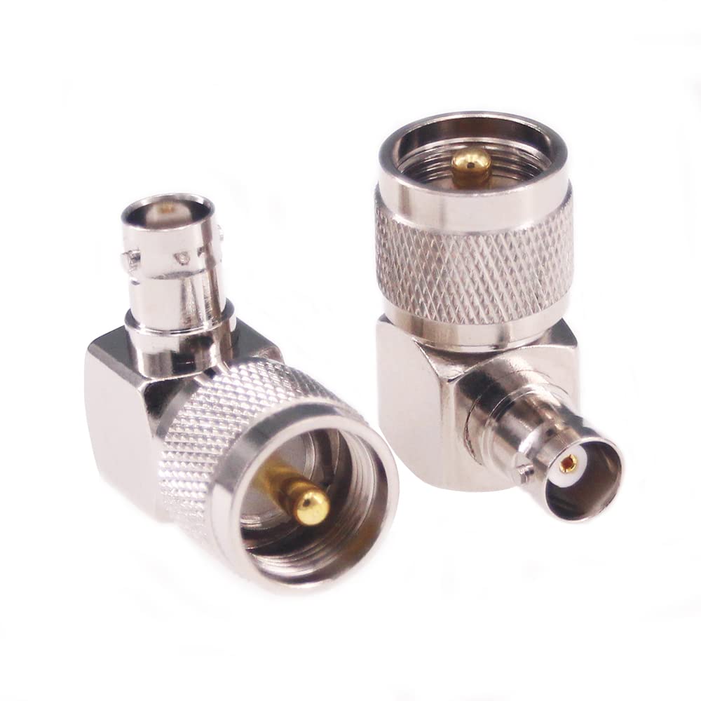 RFaha 2pcs PL259 to BNC Right Angle UHF Male PL-259 to BNC Female RF Coax Coaxial Adapter Connector(F103-2)
