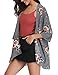 Abollria Women 3/4 Sleeve Floral Chiffon Casual Loose Kimono Cardigan Capes Grey