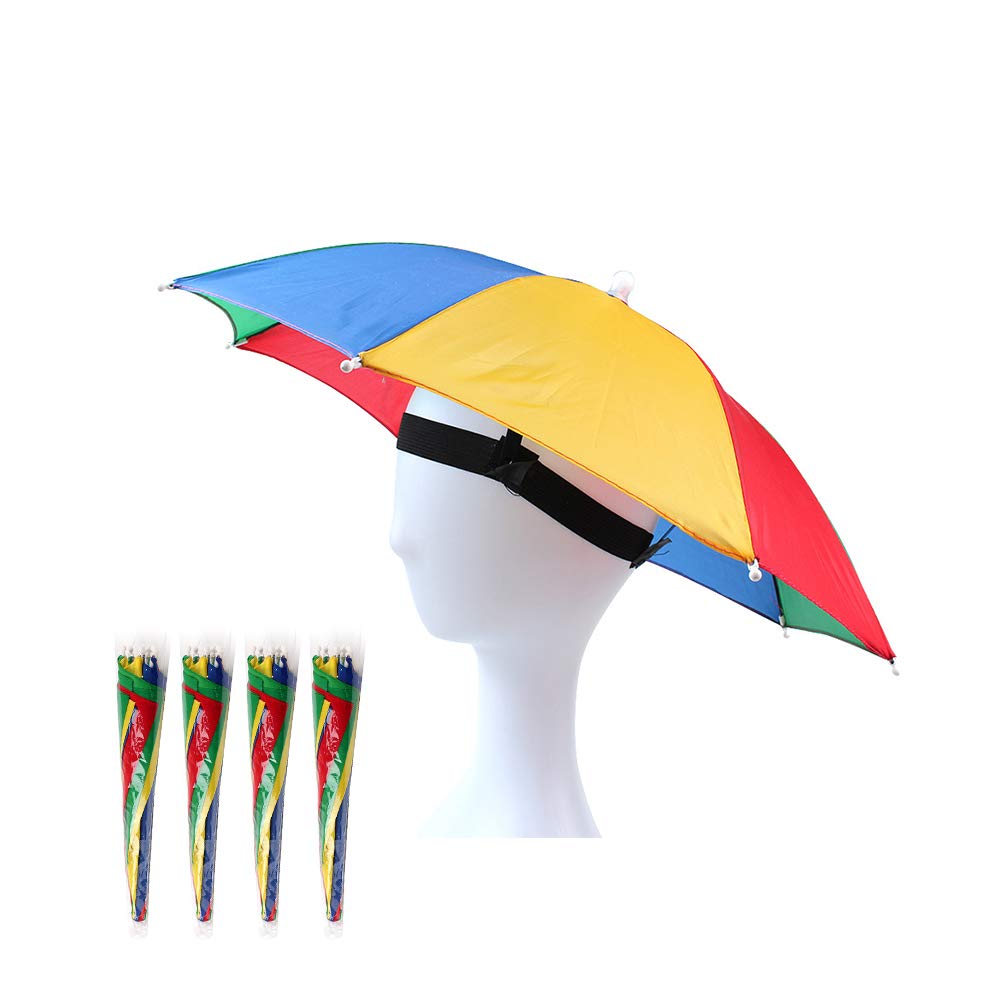 OMUKY Funny Umbrella Hat Adult and Kids Folding Cap For Beach Fishing Golf Party Headwear (Watermelon, 4 Pack)