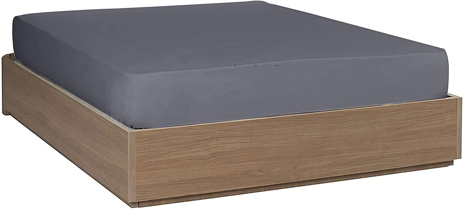 Allure Bedding 16 Inches 40 CM Extra Deep Fitted Sheets Poly cotton Plain and Soft Comfortable Easy Care Machine Washable Percale Single Double King Super King Bed Sheet (Single, Grey)