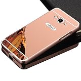 Galaxy On5 Case,DAMONDY Luxury Metal Air Aluminum Bumper Detachable + Mirror Hard Back Case 2 in 1 cover Ultra-Thin Frame Case For Samsung Galaxy On5 (Mirror_Rose)