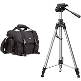 鶹Basics Large DSLR Camera Gadget Bag - 11.5 x 6 x 8 Inches, Black and Grey & 60-Inch Lightweight Tripod with Bag