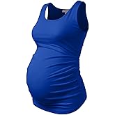 BHOME Maternity Tank Tops for Women Ruched Sleeveless Basic Tops Layering Maternity Shirt Vest Pregnancy Tee