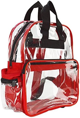 Travel Bag Clear Unisex Transparent School Security Backpack (Red)