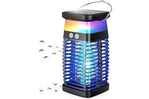 WULYNO Bug Zapper Outdoor, 3 in 1 Portable & Rechargeable Solar Bug Zapper Electric Mosquito Zapper Fly Zapper with 4000mAh Battery&Night Light, 4200V Insect Zapper for Outdoor Patio Porch Backyard Garden