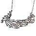iNewcow Tibetan Silver Blue Peacock Crystal Earrings Necklace Set for Wedding Party
