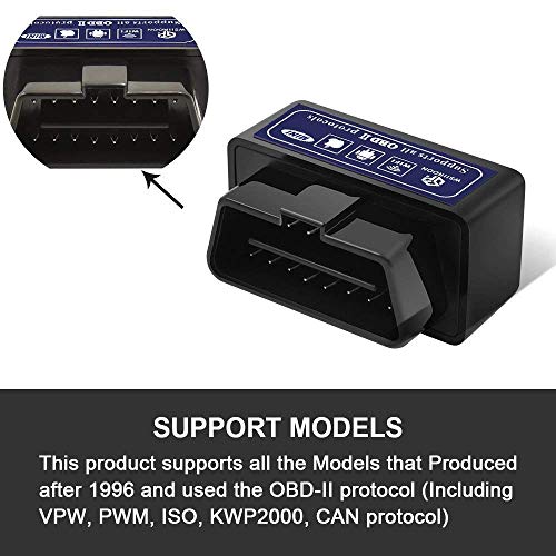 wsiiroon Car WiFi OBD 2, OBD2 Scan Tool, Car OBDII Scan Tool Auto Diagnostic Scanner Code Reader/Scan Tool Check Engine Light for iOS & Android (Black)