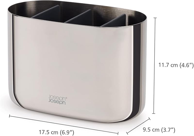 EasyStore, elegante escova de dentes e suporte para pasta de dentes, arrumação para casa de banho, grande em aço inoxidável