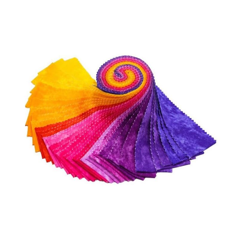CraftsFabrics 2.5'' x 44'' 20pcs Orange & Purple Smudge Jelly Rolls Strips 100% Cotton Pre-Cut Fabric for Quilting, Scrapbooking, Sewing, Arts & Crafts, Patchwork