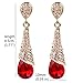 Calors Vitton Gold Plated Full Rhinestone Cubic Zircon Long Water Drop Earrings for Women Red 4705