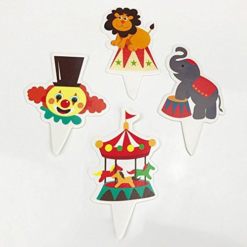 100pcs Circus Theme Party Cupcake Topper Kids Birthday Party baby shower Decorations
