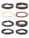 REVOLIA 8-12Pcs Leather Bracelets for Men Women Wooden Beaded Bracelets Braided Cuff