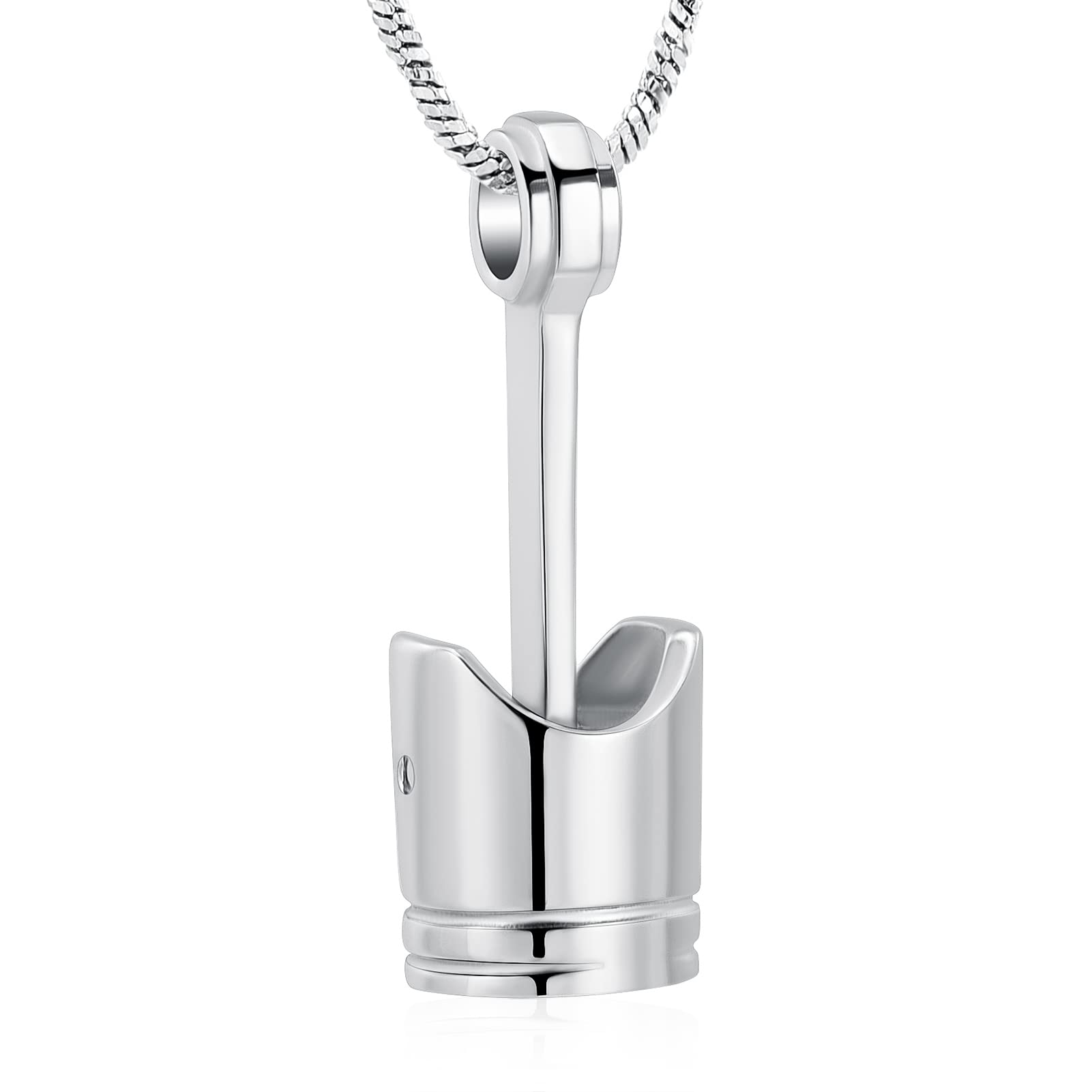 Mens Cremation Jewelry Motor Piston Urn Necklace for Ashes Keepsake Memorial Ashes Jewelry for Human/Pet Ashes