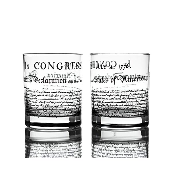 Greenline Goods Whiskygläser - Unabhängigkeitserklärung (2er-Set) | 10 Unzen Becher - American US Patriotic Geschenkset | Altmodische Cocktailgläser