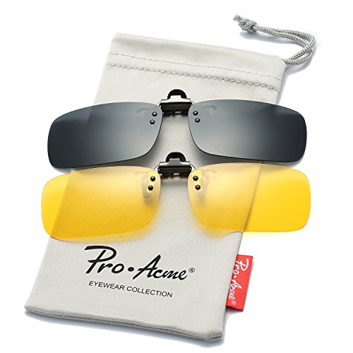 Pro Acme Polarized Clip on Sunglasses Unisex Frameless Rectangle Lens
