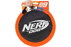 Nerf Dog Zone Flyer Dog Toy, Flying Disc, Lightweight, Durable and Water Resistant, Great for Beach and Pool, 10.5 inch Diameter, for Medium/Large Breeds, Single Unit, Orange/Black