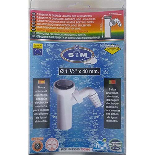 S&M 750380 Ablaufgarnitur für Haushaltsgeräte, Ø 1 ½ Zoll x 40 mm