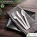 100% Compostable Forks - 140 Large Disposable Utensils (7 in.) Eco Friendly Durable and Heat Resistant Alternative to Plastic Forks with Convenient Tray by Ecovita