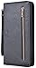Women Lady Leather Wallet Zipper Purse RFID Credit Card Clutch Holder Case Girl (Crosshath Black)
