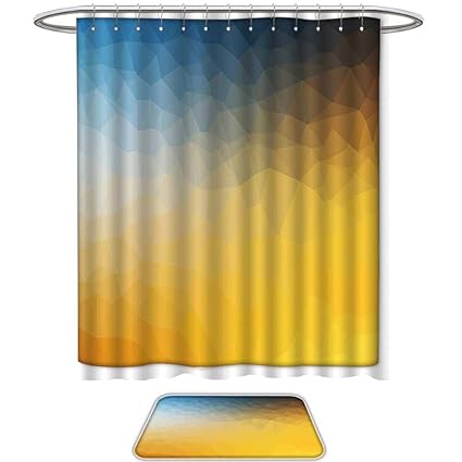 Amazon Com Qinyan Home Print Bathroom Rugs Shower Curtain Yellow