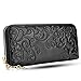 ECOMBOS Women Long Wallet leather Zipper Around Print Morning Glory Black