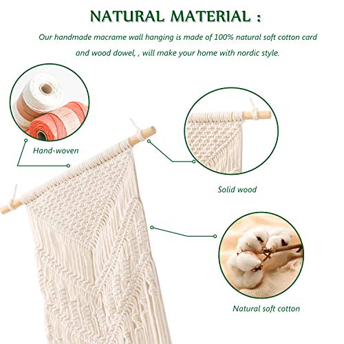 Ossier Macrame Wall Hanging Woven Boho Chic Wall Decor, Beautiful Geometric Wall Art for Apartment, Dorm Room Home Decoration, 16\