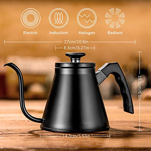 Stovetop Stainless Steel Coffee Kettle 1.2L/40oz, Gooseneck Pour Over