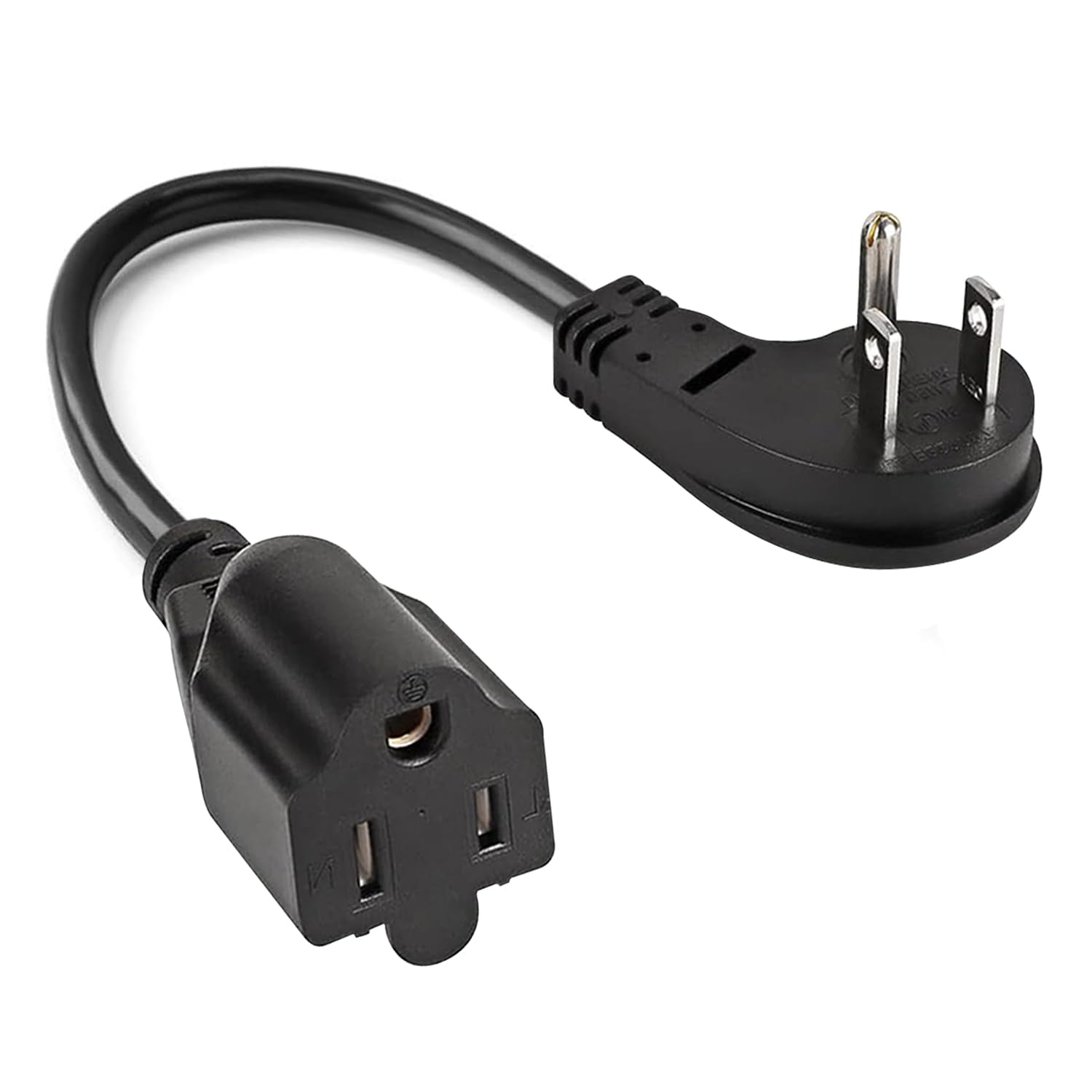 Photo 1 of Flat Plug Extension Cord, 1 Feet 1875W Short Extension Cord 13A 16AWG UL Listed 3-Prong Grounded Heavy Duty Power Extension Low Profile Outlet Saver Extension Cords Cable - Black