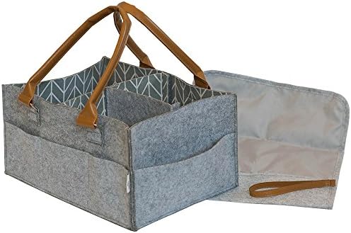Baby Diaper Caddy Organizer and Storage Bin - by Nova Baby Design | Bonus Changing Mat Included | Large Portable Car Travel Bag | Boy Girl Baby Shower Basket | Trendy Newborn Registry Gift