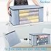 Seckon Large Capacity Clothes Storage Bag Containers [2 Pack] 81.5L Closet Storage Organizer with Clear Windows and Reinforced Handles, 23.65x 17.75x 11.85 inches