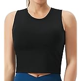 THE GYM PEOPLE Women's Medium Support Sports Bra Removable Padded Sleeveless Workout Crop Tops