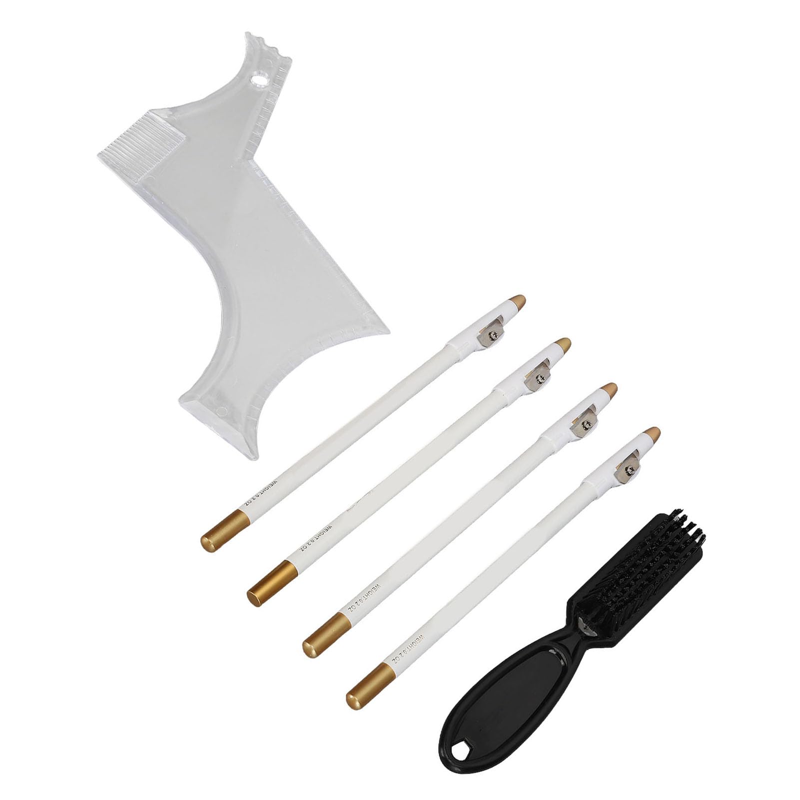 Beard Guide Stencil Template Kit, Beard Styling Trimming Tool Portable with 4pcs Barber Pencil Brush for Salon (White)