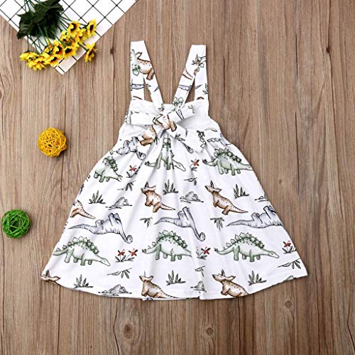 Baby Dresses Yamally Baby Girls Clothes Cotton Dinosaur Tunic Casual Beach Dress Sundress Tops (2-3 Years, White #2) - Thumbnail 2
