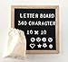 Letter Board - Rustic White Wood, Sorting Tray, 525 Precut White, Pink, Gold Letters, Numbers, Emojis, Blue Felt 10x10 Farmhouse Antique Vintage Frame Changeable Message, Stand, Cotton Bag JL Brands