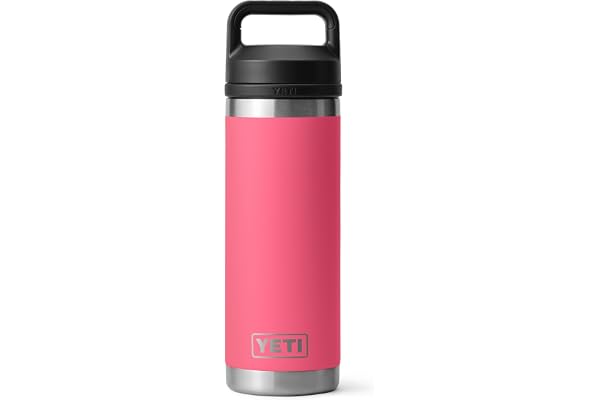 YETI Rambler 18 oz Bottle, Leakproof, Vacuum Insulated, Stainless Steel with Chug Cap, Tropical Pink