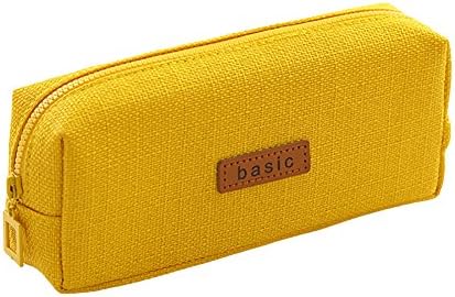 Big Capacity Pencil Case - Student Stationery Pouch Bag for School Office College Large Storage Organizer, Cotton Linen Coin Pouch Cosmetic Bag, Yellow