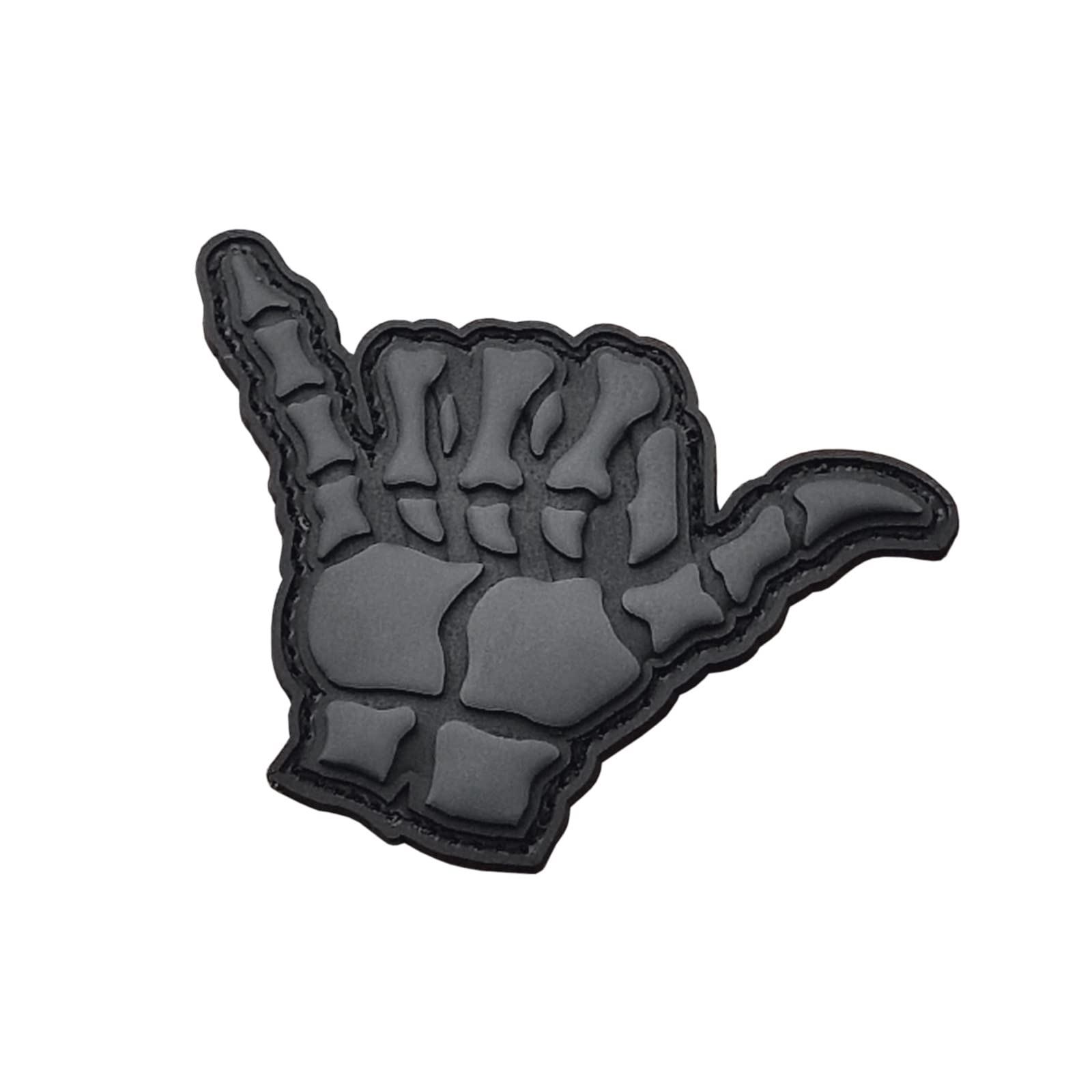 Blackout Shaka Hang Loose Gesture Bone PVC GITD Patch