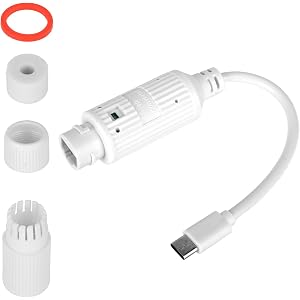 BTFO POE to USB C Power Converter, Type-C POE Splitter with 2pcs Accessories 1 Washer & 1 Data Cable Holder Waterproof Kit fo