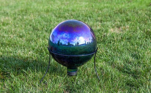 Lily's Home Glass Gazing Ball Mirror Ball Garden Ball in Rainbow - 10 Inch