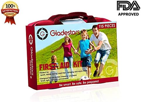 115 Piece First Aid Kit Ideal for Injuries &amp; Medical Emergency. Suited for Home Kitchen Office School Sports Outdoors Camping Hiking Car Travel and Much More. Be Prepared with This Quality Kit.