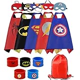 COTATERO Dress up Costume Cape and Mask Set with Matching Shaped Rubber Wristbands for Kids, Birthday Party Children (5pcs for boy)